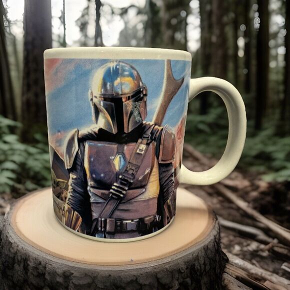 Star Wars Coffee Mug Cup White The Mandolorian Baby Yoda The Child Logo Grogu - Picture 1 of 6